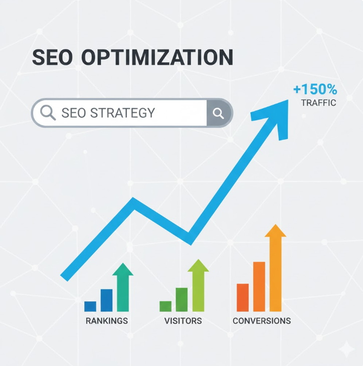  검색창에 키워드가 입력되고 그래프가 상승하는 이미지